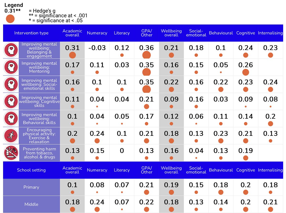Wellbeing Systematic Review Impact Map
