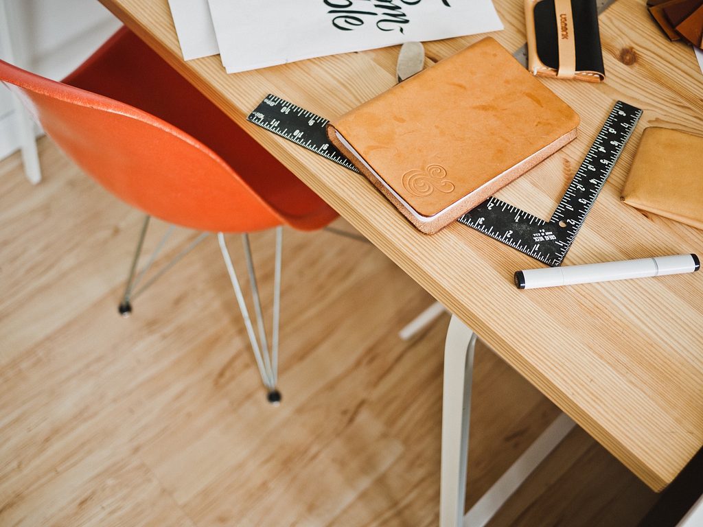 Pens and rulers on desk
