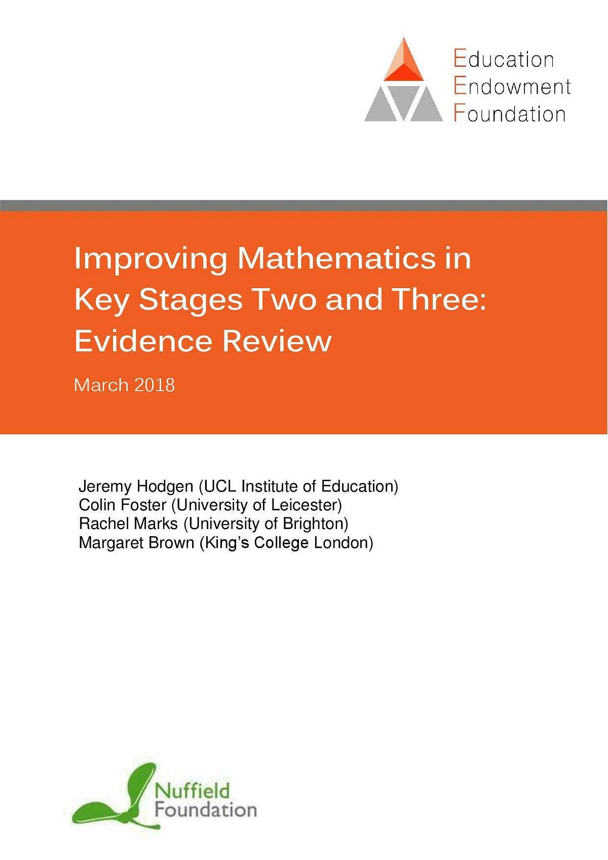 Improving Mathematics in Key Stages Two and Three page 001