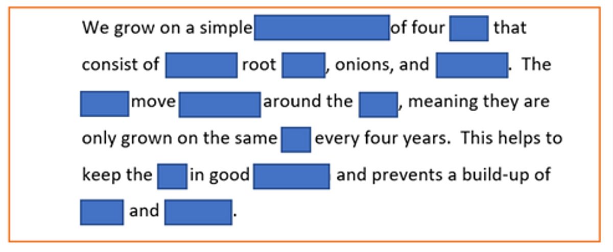 Gardening menu