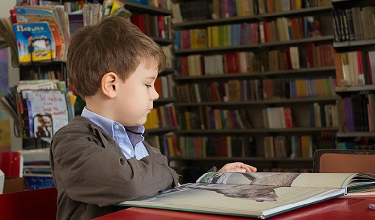 Primary boy reading