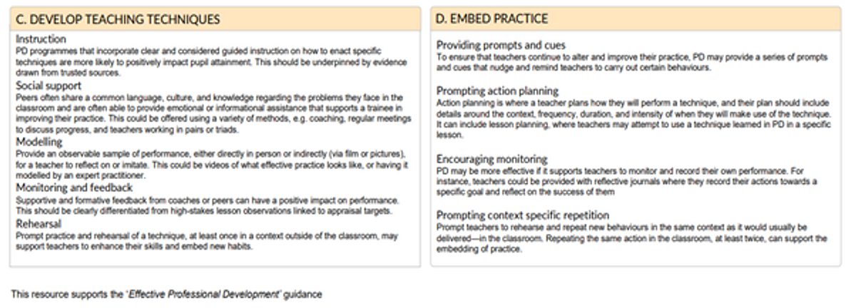 EEF Effective Professional Development Planning PD Tool