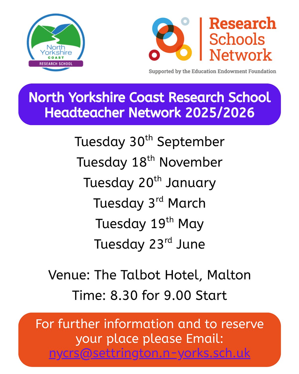 Headteacher Network Forum 2526 Dates