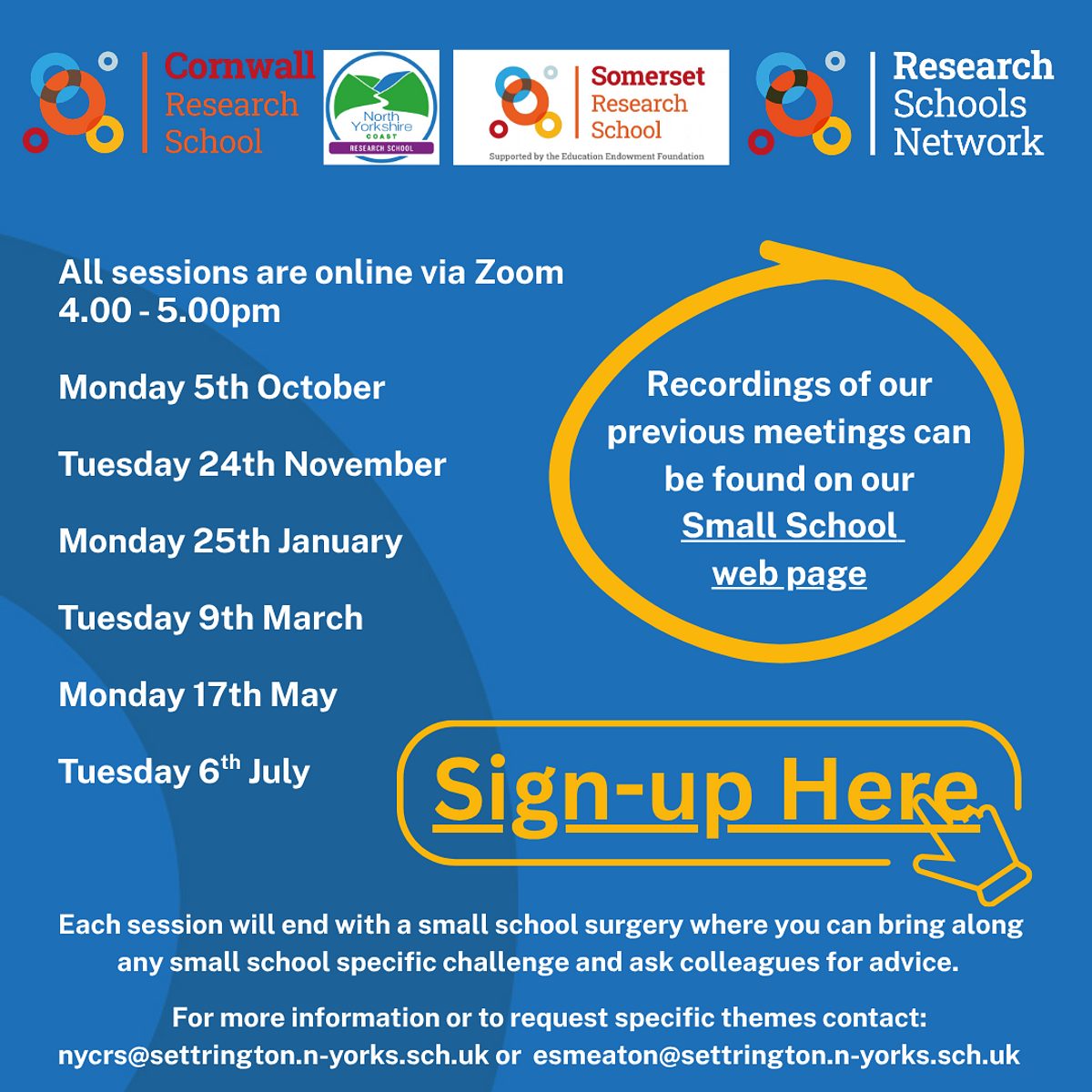 Small Schools Evidence Forum Dates