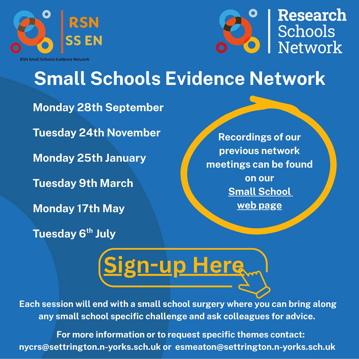 Small Schools Evidence Network Dates 1