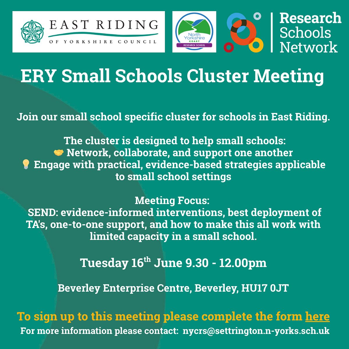 Small Schools Evidence Network Flier 4