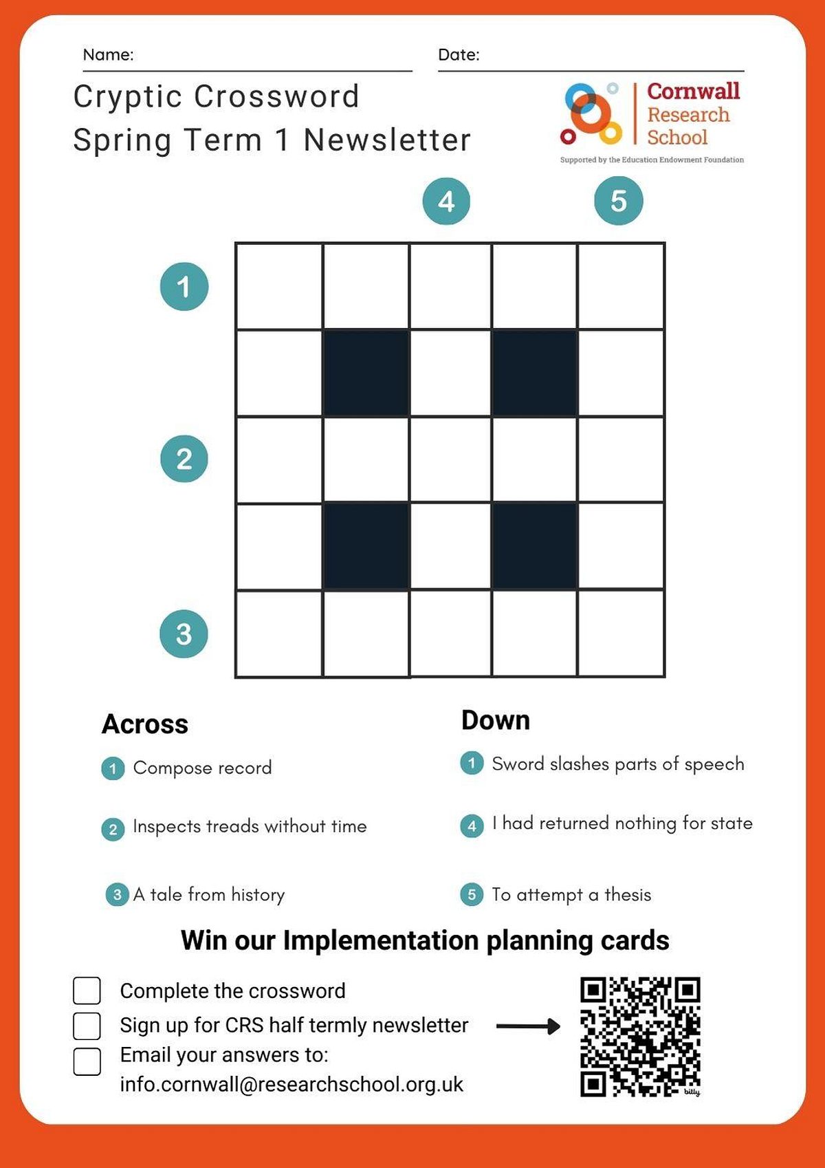 Spring Cryptic crossword printable version