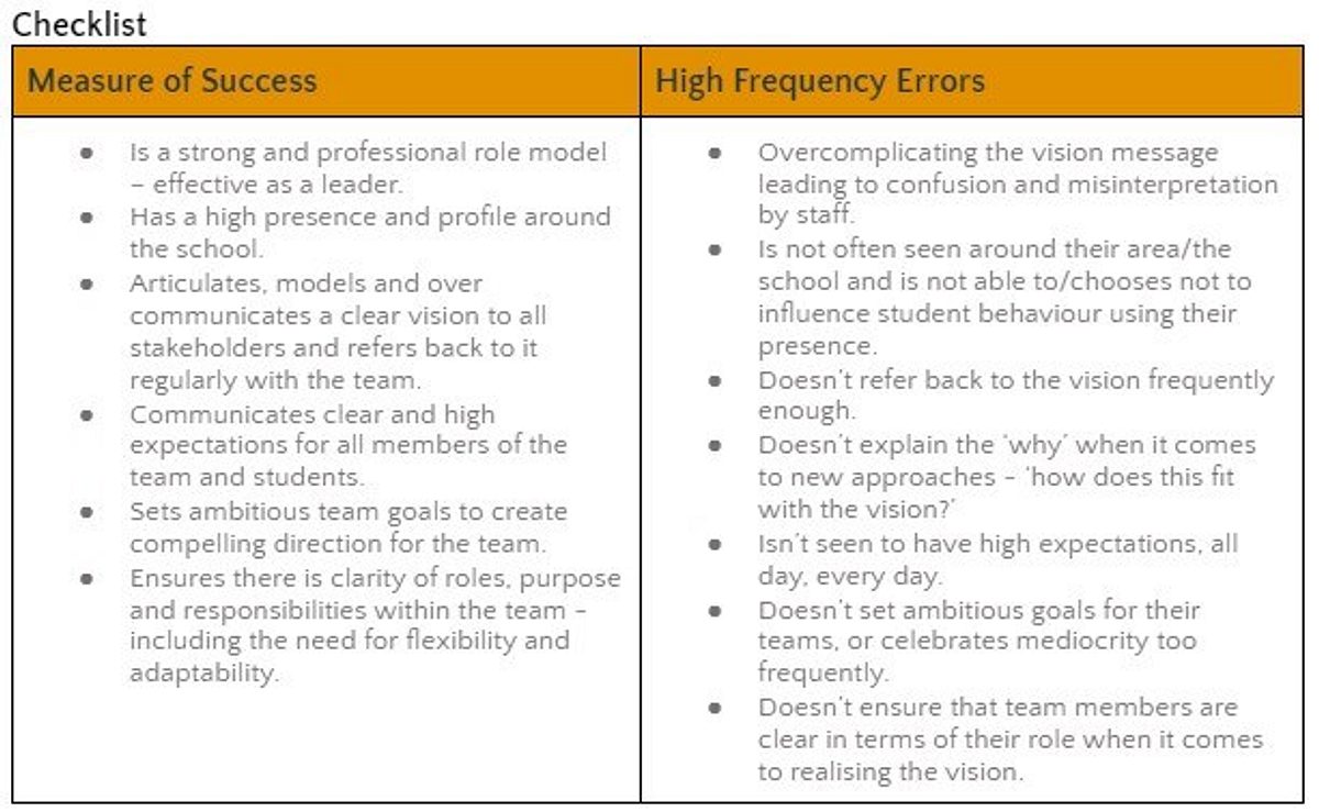 Vision checklist