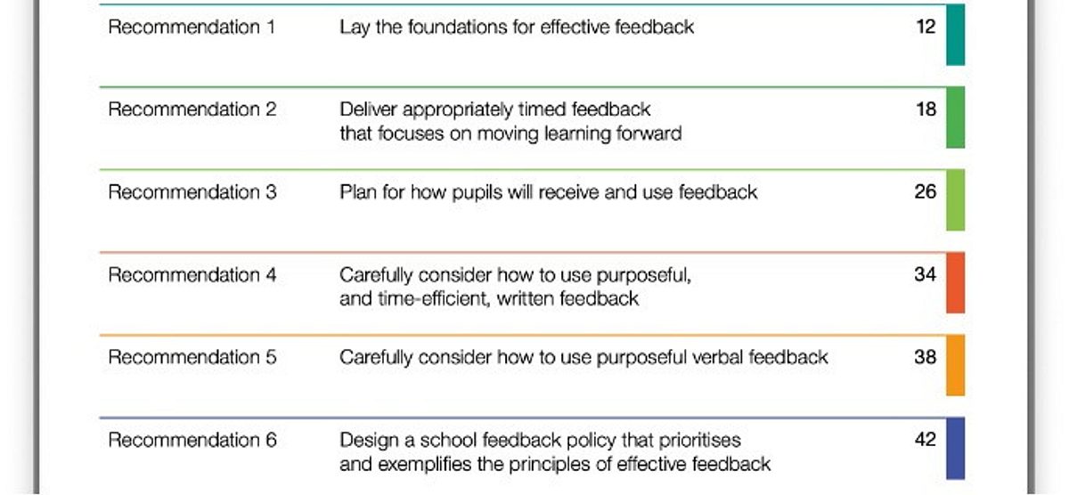 Six recommendations feedback