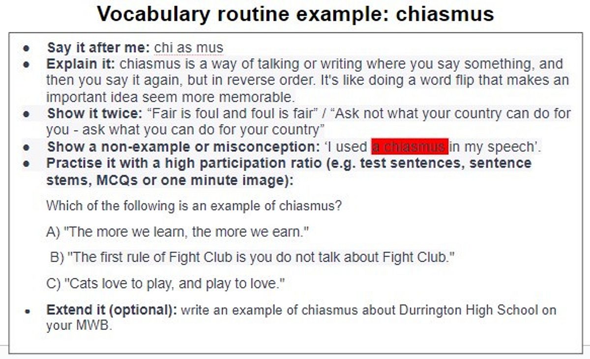 Vocab routine